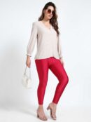 Elegant Red Marron Shimmer Leggings | Dazzling Collection